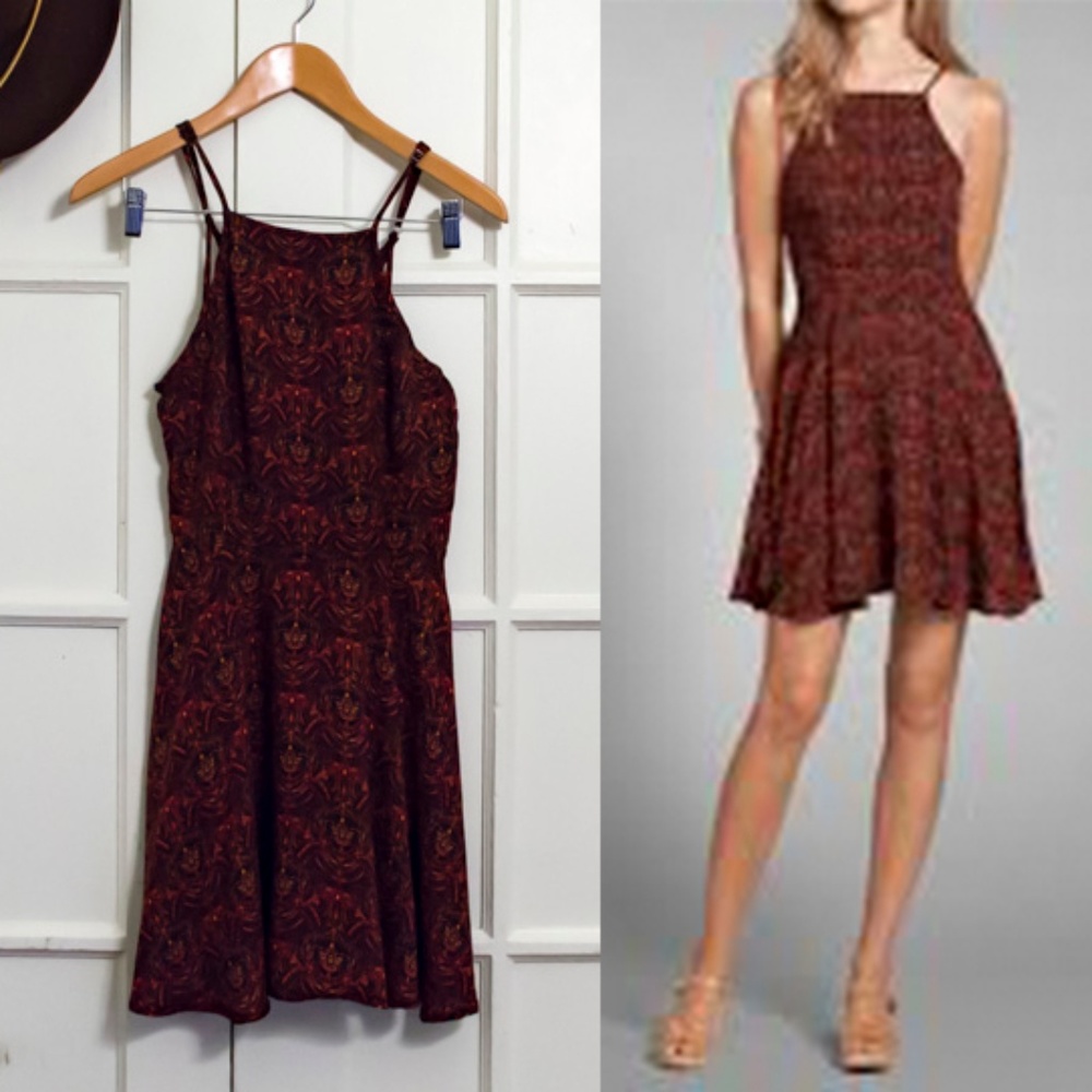 Strappy High Neck Skater Dress